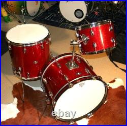 Vintage Niles Era Slingerland Drum set. 20, 13, 16. 1960s Red Sparkle