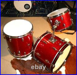 Vintage Niles Era Slingerland Drum set. 20, 13, 16. 1960s Red Sparkle