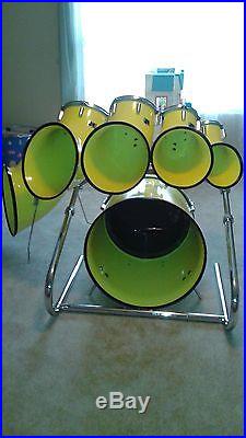 Vintage North 6 Piece Yellow Drum Set with Original Sled Rack
