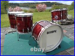 Vintage Olympic drumset in Red Silk Pearl 20/16/14/12