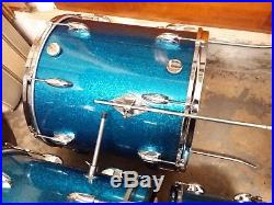 Vintage Orig Gretsch Round Badge Early 60s 13/16/22 Drumset Sparkle Blue Nice