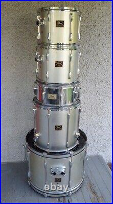 Vintage PEARL Export Series Silver Drum Set. 5 Piece