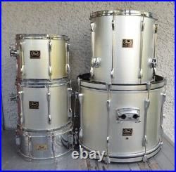 Vintage PEARL Export Series Silver Drum Set. 5 Piece