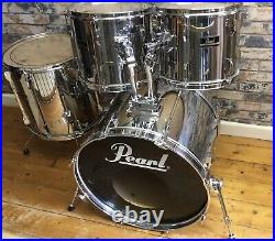 Vintage Pearl Export In Mirror Chrome 1980's Shell Pack- Backline drum set