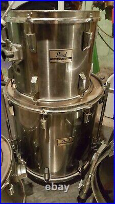 Vintage Pearl World Series 5-Piece Drum Set Chrome with Camber nickel cymbals 80s