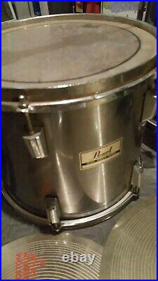 Vintage Pearl World Series 5-Piece Drum Set Chrome with Camber nickel cymbals 80s