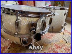 Vintage Percussion White Pearl Stewart 4 Pc Drum Kit with Cymbal Arm 60's 70's