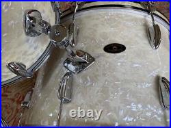 Vintage Percussion White Pearl Stewart 4 Pc Drum Kit with Cymbal Arm 60's 70's