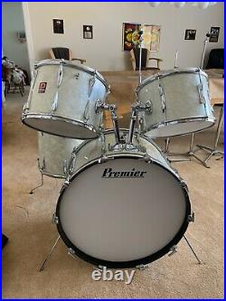 Vintage Premier 303 4-piece White Marine Pearl Drum Set (1972)