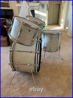 Vintage Premier 303 4-piece White Marine Pearl Drum Set (1972)