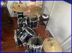 Vintage Premier 6 Piece Drum Set with Double Base Pedal and German Cymbals