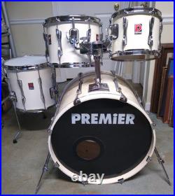 Vintage Premier Drum Kit White/Cream 1990s Made In England