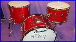 Vintage Premier Elite set 22x14 13x9 16x16 factory Polychromatic Red 70/80s vgc