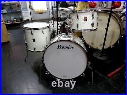 Vintage Premier drum set 22, 13,16 white finish