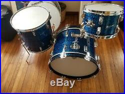 Vintage Rogers 3pc Blue Onyx Drumset