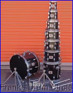 Vintage Rogers 8pc Drum Set 6 8 10 12 13 14 16 22 Black