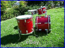 Vintage Rogers Drum Set 3 Piece Red Sparkle Dayton Ohio Tags 12, 16, 20
