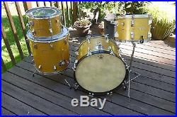 Vintage Rogers Drum Set 4 Piece Londoner Gold Sparkle Ohio Drums12,13,16,20