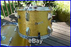 Vintage Rogers Drum Set 4 Piece Londoner Gold Sparkle Ohio Drums12,13,16,20