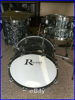 Vintage Rogers Drum Set Black Diamond Pearl Dayton Nice