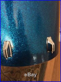 Vintage Rogers Drum Set Blue Glass Glitter Fullerton Tags