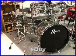 Vintage Rogers Londoner Drum Set 12,13,16,18,22 1974 Black Strata Pearl Nice