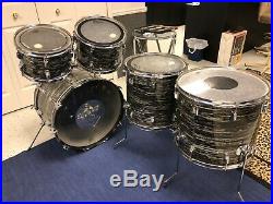 Vintage Rogers Londoner Drum Set 12,13,16,18,22 1974 Black Strata Pearl Nice