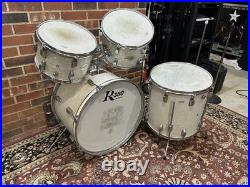 Vintage Rogers R-380 drums set white pearl 22 kick, 16,13,12 toms