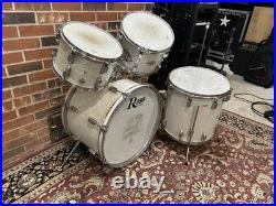 Vintage Rogers R-380 drums set white pearl 22 kick, 16,13,12 toms