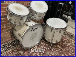 Vintage Rogers R-380 drums set white pearl 22 kick, 16,13,12 toms