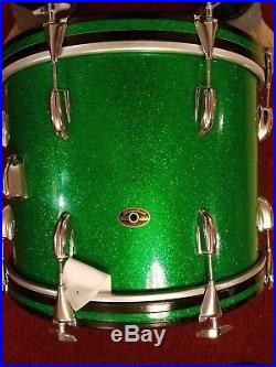 Vintage Slingerland 14n Duet Green Sparkle Drum Set