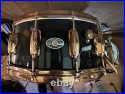 Vintage Slingerland Drum Set Black with copper hardware and stands
