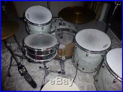 Vintage Slingerland Drum Set White Pearl with matching Drum Throne