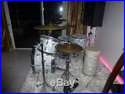 Vintage Slingerland Drum Set White Pearl with matching Drum Throne