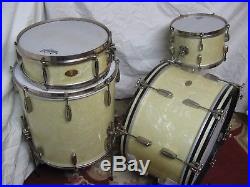 Vintage Slingerland Radio King Drum Set White Marine Pearl Rare Sizes