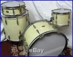 Vintage Slingerland Radio King Drum Set White Marine Pearl Rare Sizes