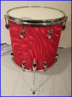 Vintage Slingerland Red Satin Flame Drum Set 20 12 14 Player's Kit Nov. 1965