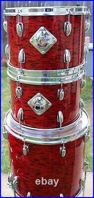 Vintage Slingerland Red Tiger Pearl Drum Set 13/13/16/22 1970-72 Niles, IL