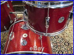 Vintage Star Drum Set 20-16-12-14 Pre-Tama Red Sparkle Excellent Condition