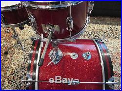 Vintage Star Drum Set 20-16-12-14 Pre-Tama Red Sparkle Excellent Condition
