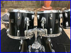 Vintage Tama Superstar 5pc Black Birch Drum Set kit 22x16,16x1610x9,12x10,13x12