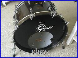 Vintage late 1970s Gretsch 4 piece drum set, Ebony black, Jasper maple shells