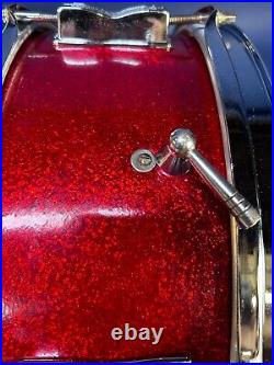 Vintage ludwig pioneer snare drum red sparkle 14x5.5 (Feb. 9 1966)