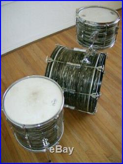 Vintage original mid-1960s Ludwig Club Date Black Oyster Drum Set Kit, Ringo