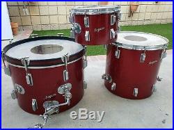 Vtg Rogers Holiday Red Sparkle 3 Pc Drum Set