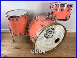 WALBERG & AUGE 60s Vtg 3-Pc DRUM SET Cameo Coral 6-Ply Gretsch Lugs 12-14-22 W&A WALBERG & AUGE 60s Vtg 3-Pc DRUM SET Cameo Coral 6-Ply Gretsch Lugs 12-14-22 W&A