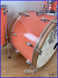 WALBERG & AUGE 60s Vtg 3-Pc DRUM SET Cameo Coral 6-Ply Gretsch Lugs 12-14-22 W&A WALBERG & AUGE 60s Vtg 3-Pc DRUM SET Cameo Coral 6-Ply Gretsch Lugs 12-14-22 W&A