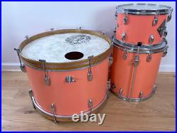 WALBERG & AUGE 60s Vtg 3-Pc DRUM SET Cameo Coral 6-Ply Gretsch Lugs 12-14-22 W&A WALBERG & AUGE 60s Vtg 3-Pc DRUM SET Cameo Coral 6-Ply Gretsch Lugs 12-14-22 W&A