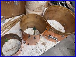 WALBERG & AUGE 60s Vtg 3-Pc DRUM SET Cameo Coral 6-Ply Gretsch Lugs 12-14-22 W&A WALBERG & AUGE 60s Vtg 3-Pc DRUM SET Cameo Coral 6-Ply Gretsch Lugs 12-14-22 W&A