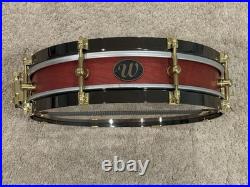 Weir 13x3 Cherry Piccolo Snare Drum With Black Hoops And Gold Hardware Drumset Weir 13x3 Cherry Piccolo Snare Drum With Black Hoops And Gold Hardware Drumset